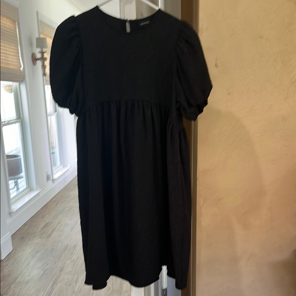 Who What Wear Elegant Black Puff Sleeve Mini Dress